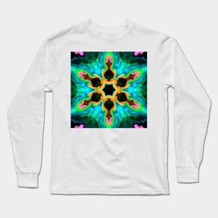 Psychedelic Hippie Teal Orange and Black Long Sleeve T-Shirt